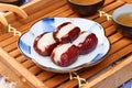 Red dates stuffed with sticky rice cake Royalty Free Stock Photo