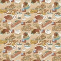 Taiwan delicious snacks seamless pattern