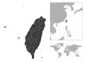 Taiwan - detailed country outline and location on world map.
