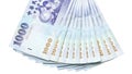 Taiwan dollar banknotes on white background Royalty Free Stock Photo