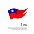 Taiwan flag. Colored stripes taiwanese flag on a white background. Vector design of national poster with tw domain, place for text