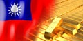 Taiwan flag and gold ingots - 3D illustration