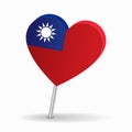 Taiwan flag heart-shaped map pointer layout. Vector illustration. Royalty Free Stock Photo