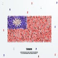 Taiwan Flag. A large group of people form to create the shape of the Taiwanese flag.