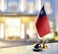 Taiwan flag on the reception desk in the lobby of the hotel Royalty Free Stock Photo