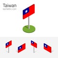 Taiwan flag, vector set of 3D isometric flat icons Royalty Free Stock Photo