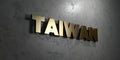 Taiwan - Gold sign mounted on glossy marble wall - 3D rendered royalty free stock illustration
