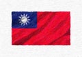 Taiwan hand painted waving national flag.