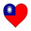 Taiwan Heart Shape Flag. Love Taiwan. Visit Taiwan. China. Asia. Vector Illustration