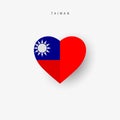 Taiwan heart shaped flag. Origami paper cut Taiwanese national banner