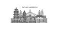 Taiwan, Kaohsiung city skyline isolated vector illustration, icons