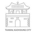 Taiwan, Kaohsiung City, travel landmark vector illustration