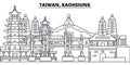 Taiwan, Kaohsiung line skyline vector illustration. Taiwan, Kaohsiung linear cityscape with famous landmarks, city