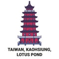 Taiwan, Kaohsiung, Lotus Pond travel landmark vector illustration