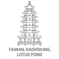 Taiwan, Kaohsiung, Lotus Pond travel landmark vector illustration