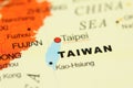 Taiwan on map Royalty Free Stock Photo