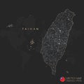 Taiwan map abstract geometric mesh polygonal light concept with black and white glowing contour lines countries and dots