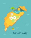 New Moon Bridge Marked on Taiwan Map Illustration