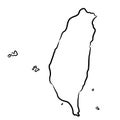 Taiwan map from the contour black brush lines different thickness on white background. Vector illustration