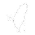 Taiwan map with country borders, thin black outline on white background. High detailed vector map with counties/regions/states - Royalty Free Stock Photo