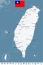 Taiwan - map and flag Detailed Vector Illustration