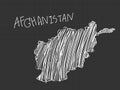 Afghanistan map freehand sketch on black background Royalty Free Stock Photo