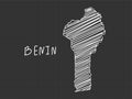 Benin map freehand sketch on black background Royalty Free Stock Photo