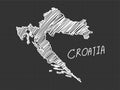 Croatia map freehand sketch on black background Royalty Free Stock Photo