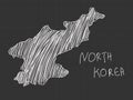 North Korea map freehand sketch on black background