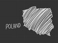 Poland map freehand sketch on black background