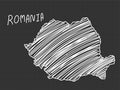Romania map freehand sketch on black background