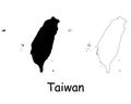 Taiwan Map. Taiwanese Black silhouette and outline map isolated on white background. Republic of China Territory Border Boundary