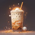 Taiwan milk tea with bubble. AI Generated