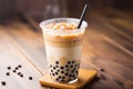 Taiwan milk tea with bubble. AI Generated