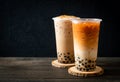 Taiwan milk tea and Thai milk tea with bubbles Royalty Free Stock Photo