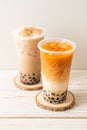 Taiwan milk tea and Thai milk tea with bubbles Royalty Free Stock Photo