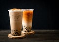 Taiwan milk tea and Thai milk tea with bubbles Royalty Free Stock Photo