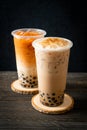 Taiwan milk tea and Thai milk tea with bubbles Royalty Free Stock Photo