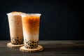 Taiwan milk tea and Thai milk tea with bubbles Royalty Free Stock Photo