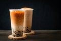 Taiwan milk tea and Thai milk tea with bubbles Royalty Free Stock Photo