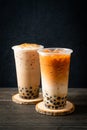 Taiwan milk tea and Thai milk tea with bubbles Royalty Free Stock Photo