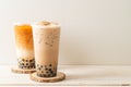 Taiwan milk tea and Thai milk tea with bubbles Royalty Free Stock Photo