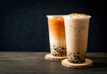 Taiwan milk tea and Thai milk tea with bubbles Royalty Free Stock Photo