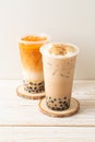 Taiwan milk tea and Thai milk tea with bubbles Royalty Free Stock Photo