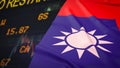 The Taiwan flag on Business Background image 3d rendering