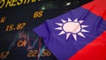 The Taiwan flag on Business Background image 3d rendering