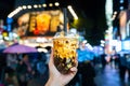 Taiwan pearl milk tea with bubble at ximending in Taipei, Taiwan. Royalty Free Stock Photo