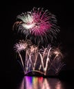 Taiwan, Penghu International Ocean Fireworks Festival, Rainbow Bridge, Magong Guanyinting Recreation Area, long exposure, new year