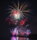 Taiwan, Penghu International Ocean Fireworks Festival, Rainbow Bridge, Magong Guanyinting Recreation Area, long exposure, new year