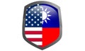 Taiwan Republic of China and USA flags with shield Royalty Free Stock Photo